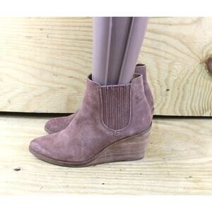 Frye Boots Womens 7M Purple Aubergine Kaye Wedge Chelsea Ankle Bootie Shoes